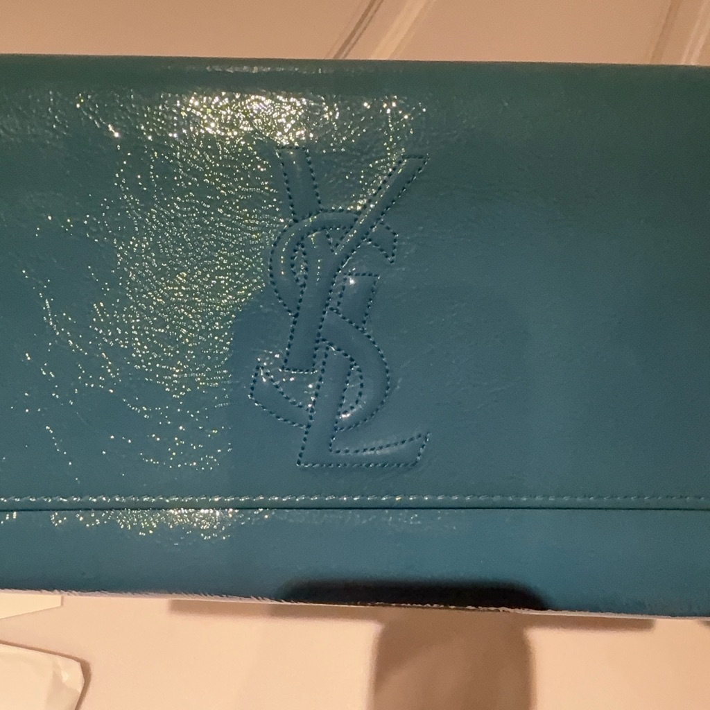 Yves Saint Laurent Teal Leather Clutch